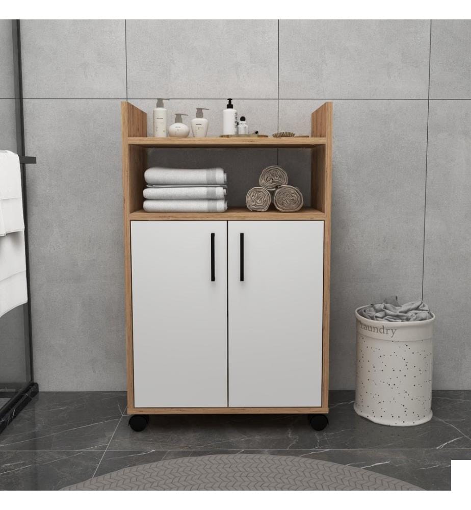 Meuble multifonction, pin Atlantique, blanc, PANNEAUX DE PARTICULES 100 % MÉLAMINÉS