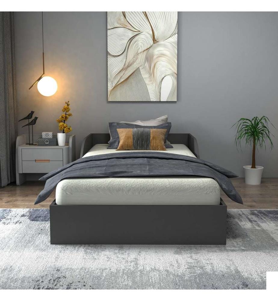 Lit simple, anthracite, PANNEAUX DE PARTICULES 100 % MÉLAMINÉS