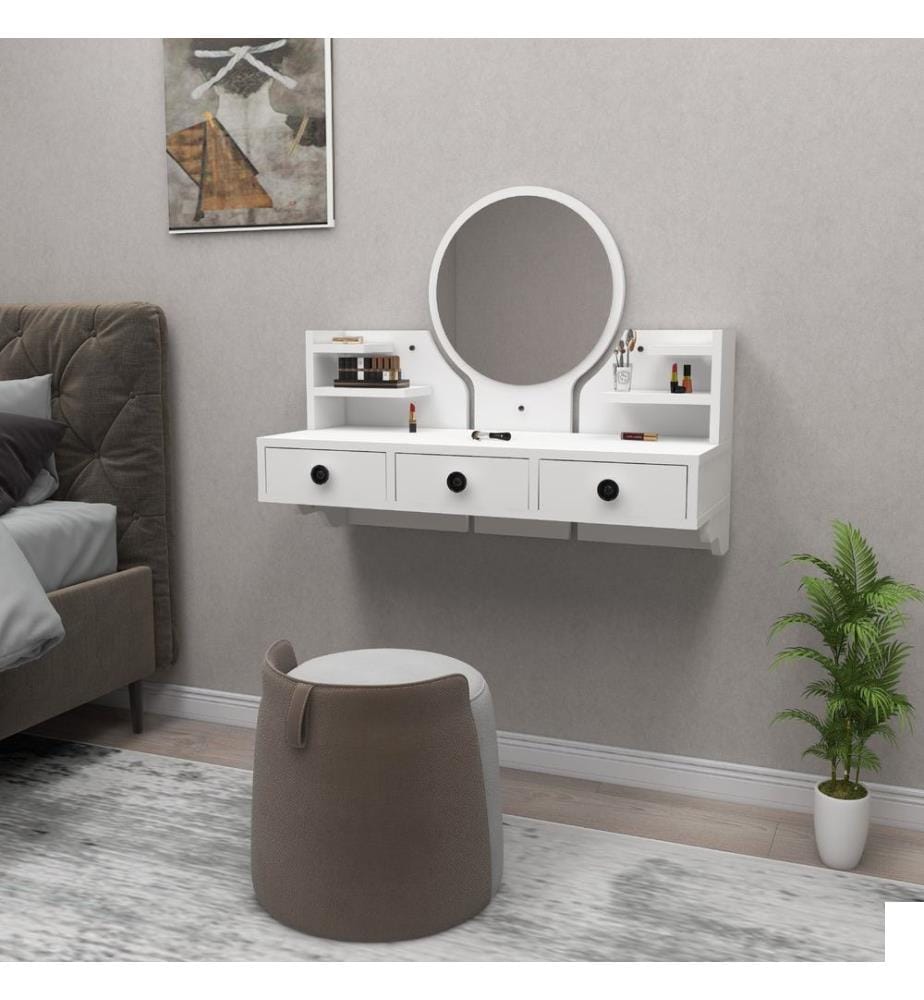 Table de maquillage, blanc, panneau de particules mélaminé