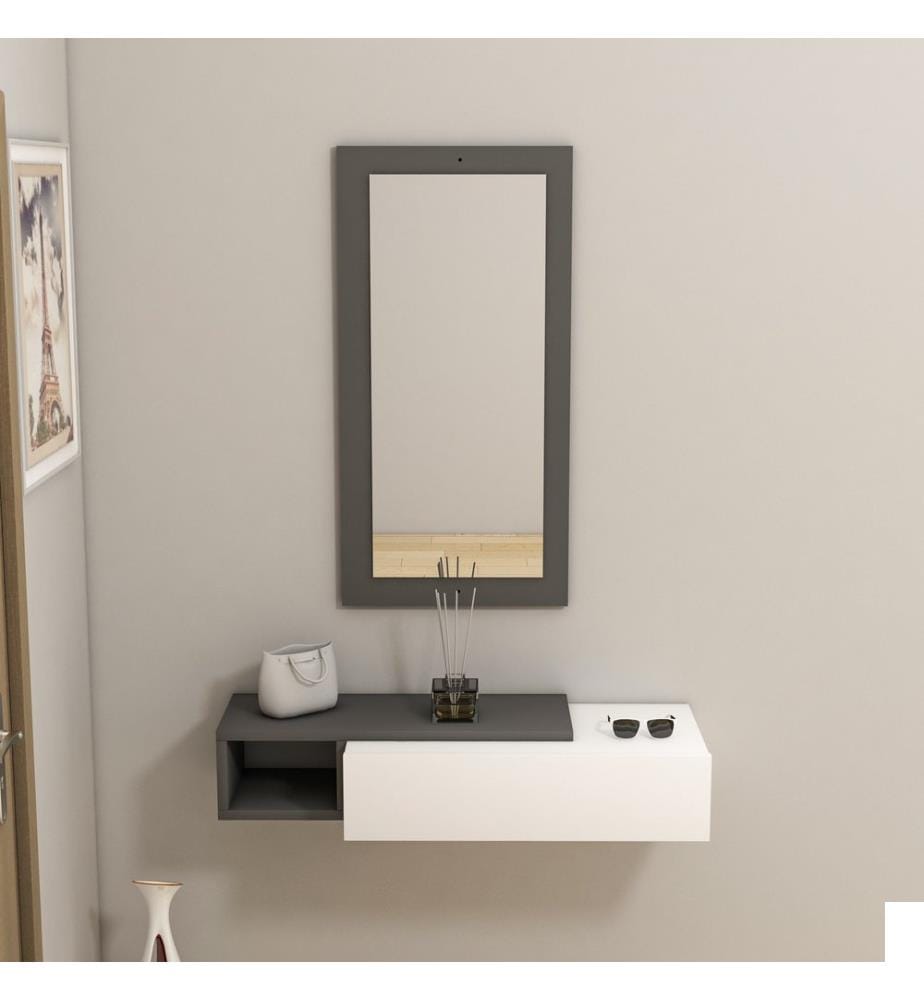 Crédence, Anthracite, Blanc, Panneau de particules mélaminé