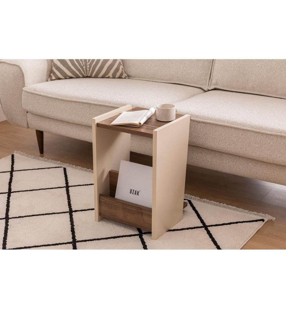 Table d'appoint, noyer, beige, 100% Melamine Particle Coated Board