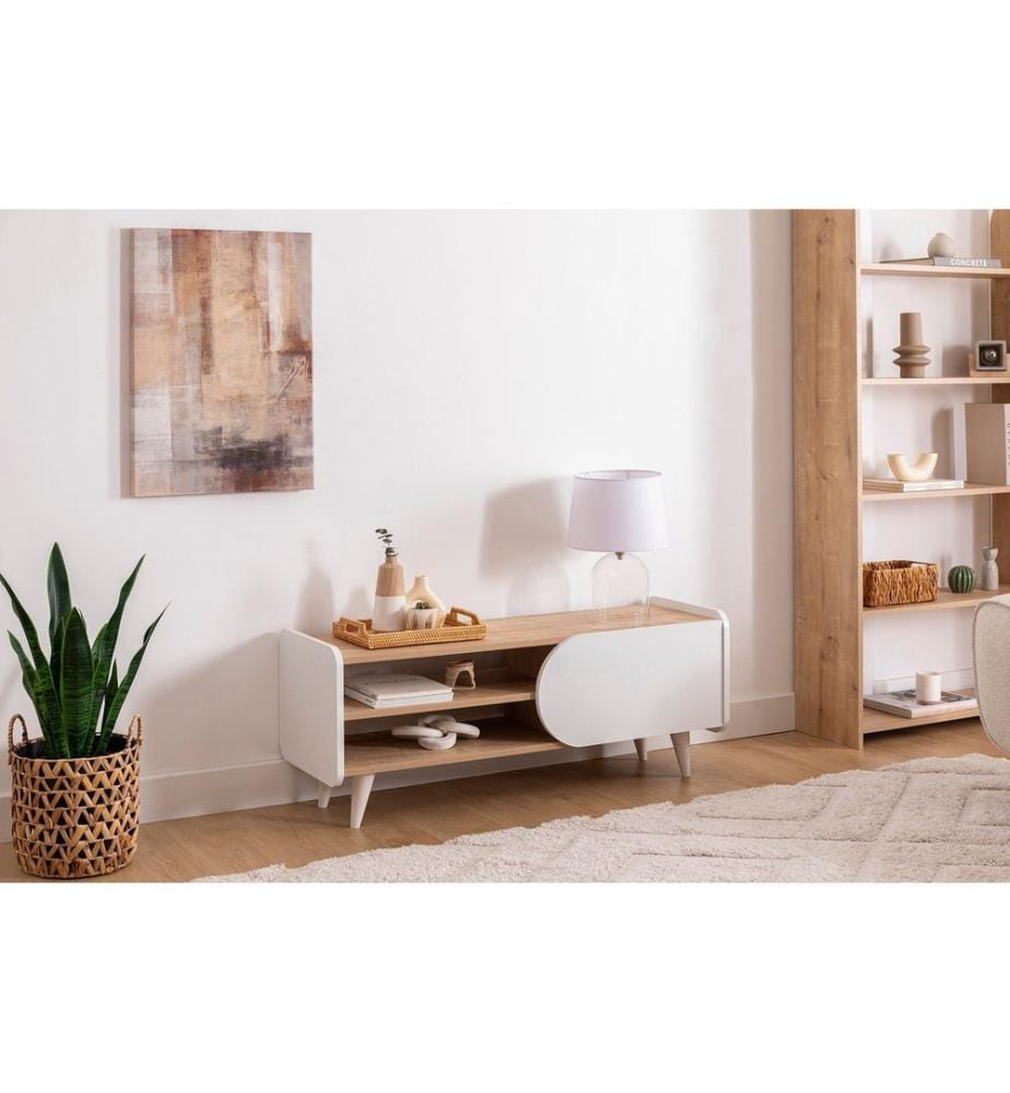 Meuble TV, Saphir, Blanc, 100% Melamine Coated Particle Board