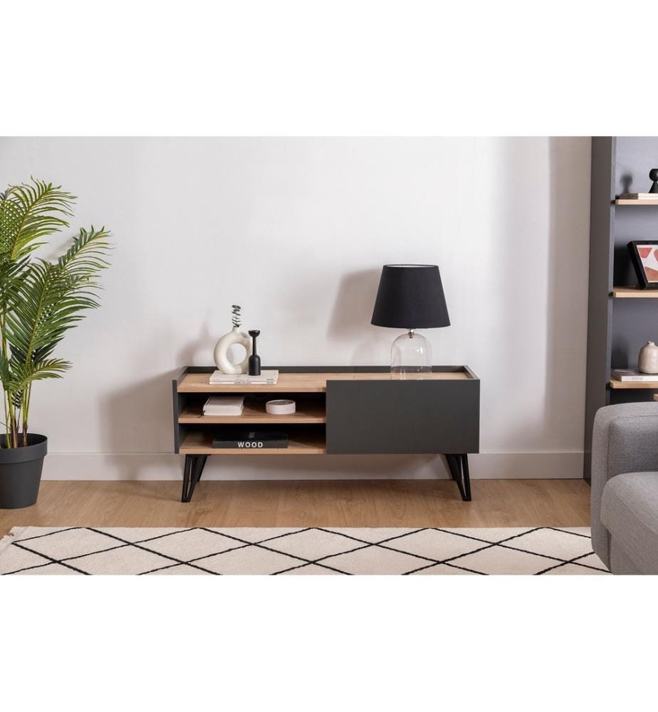 Meuble TV, Saphir, Anthracite, 100% Melamine Coated Particle Board