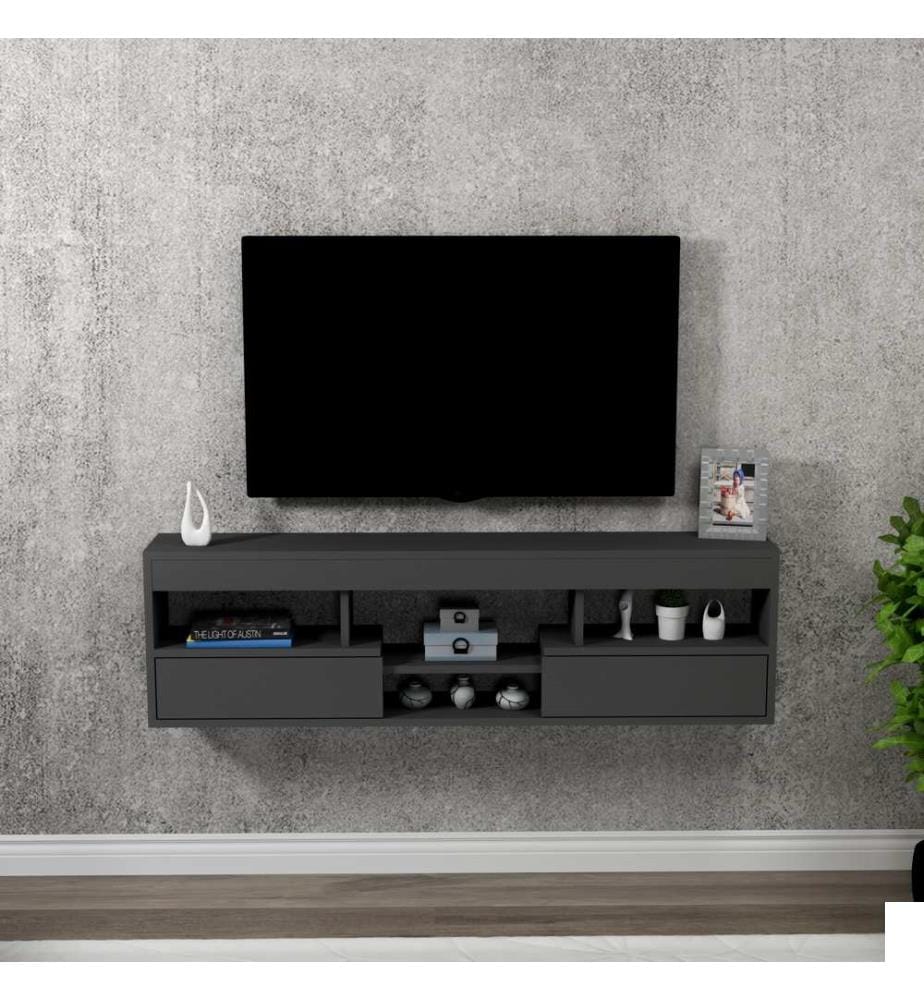 Meuble TV, Anthracite, PANNEAU DE PARTICULES 100 % REVÊTU DE MÉLAMINE