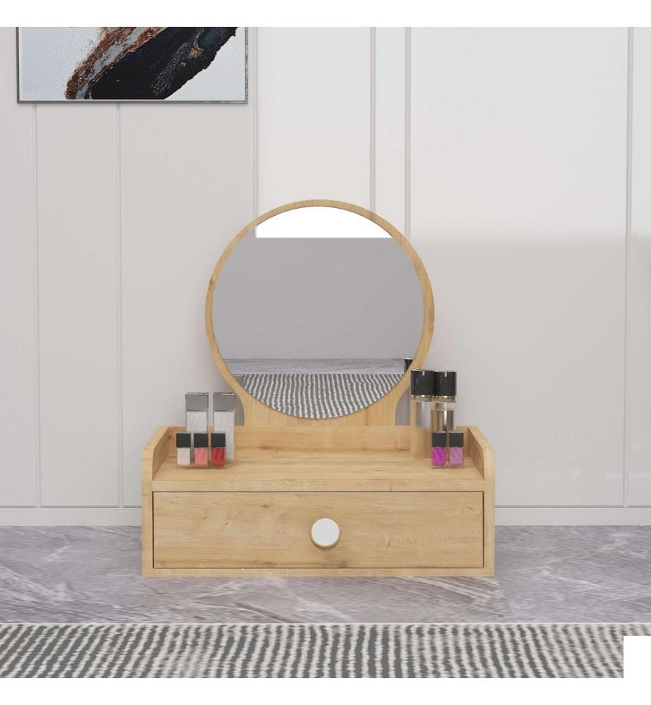 Coiffeuse, chêne saphir, PANNEAU DE PARTICULES 100 % MÉLAMINÉ, miroir