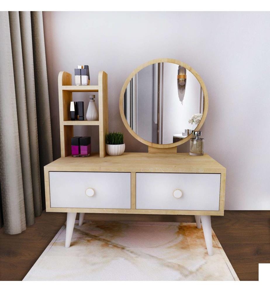 Coiffeuse, blanche, saphir, 100 % PANNEAUX DE PARTICULES REVÊTUS DE MÉLAMINE, miroir