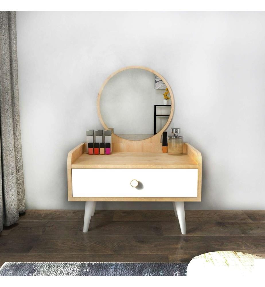 Coiffeuse, blanche, saphir, 100 % PANNEAUX DE PARTICULES REVÊTUS DE MÉLAMINE, miroir