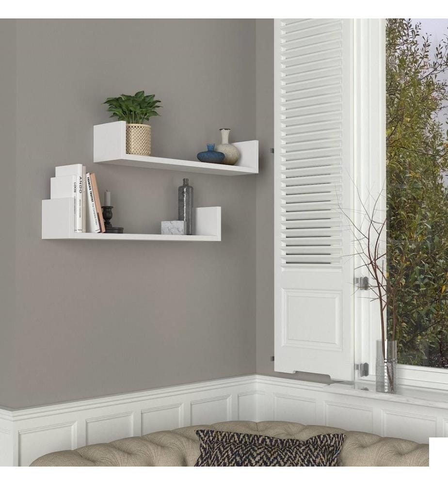 Blanc, Étagères Murales, 14,5X63X14,5 cm, Plaque De Particules Enrobée De Mélamine