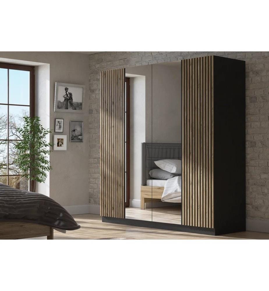 Armoire, en bois, noire, pin Atlantique, 100 % aggloméré