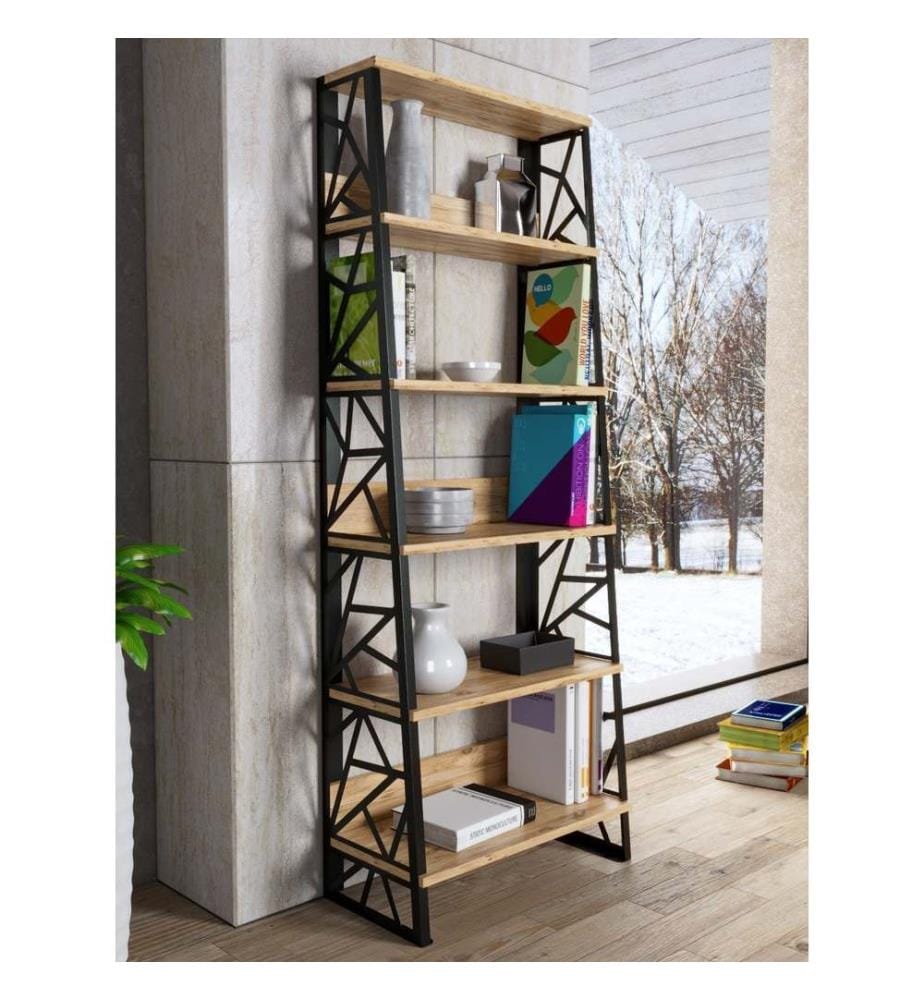 Bibliothèque, pin Atlantique, 100 % aggloméré, bords en métal