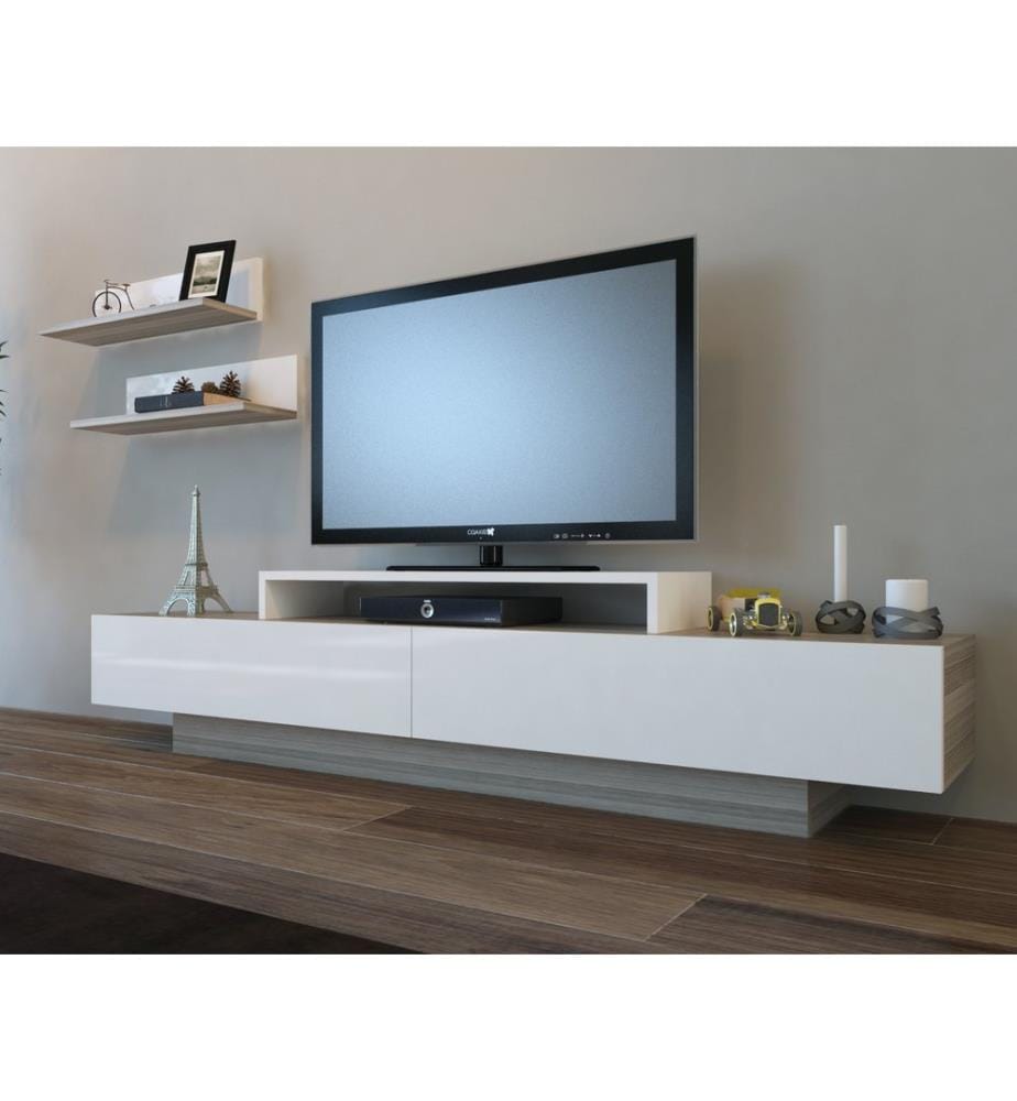 Blanc, Armoires Tv, 40X180X31 cm, Plaque De Particules Enrobée De Mélamine