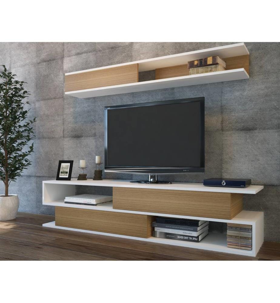 Blanc, Armoires Tv, 39X176X31,5 cm, Plaque De Particules Enrobée De Mélamine