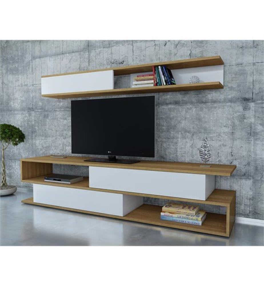Blanc, Armoires Tv, 39X176X31,5 cm, Plaque De Particules Enrobée De Mélamine