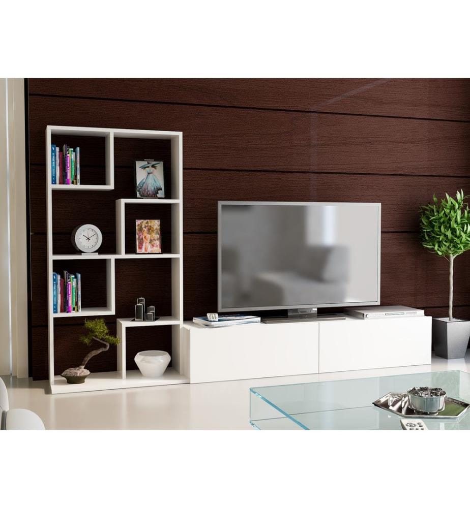 Blanc, Armoires Tv, 133,8X220X33,8 cm, Plaque De Particules Enrobée De Mélamine