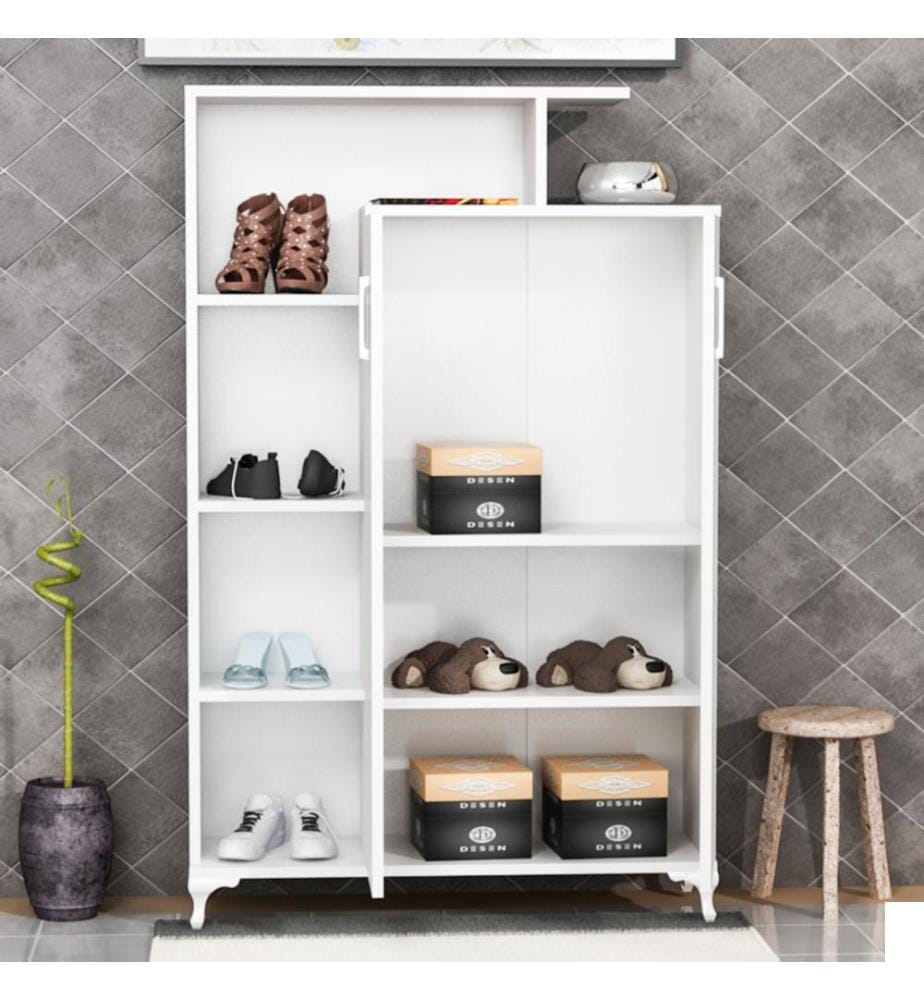 Blanc, Armoires À Chaussures, 140X90X29,5 cm, Plaque De Particules Enrobée De Mélamine