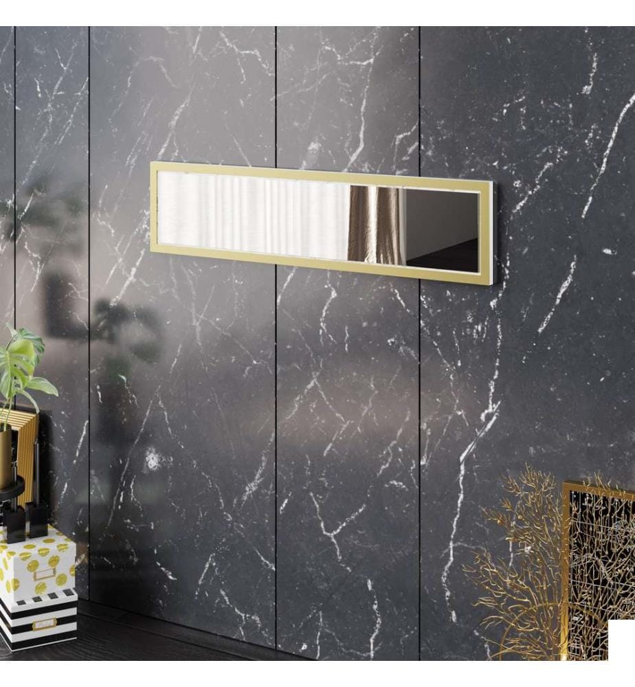Blanc, Miroir Mural, 22X90X2 cm, Plaque De Particules Enrobée De Mélamine
