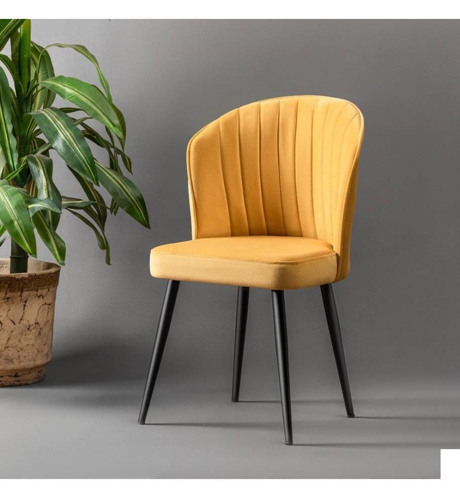 Ensemble de chaises, 2 pièces, jaune, noir, MDF, tissu : Polyester