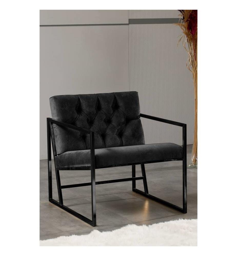 Wing Chair, Black, 100% Metal, Fabric : 100% Babyface