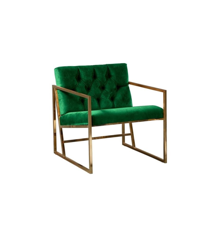 Wing Chair, Green, 100% Metal, Fabric : 100% Babyface