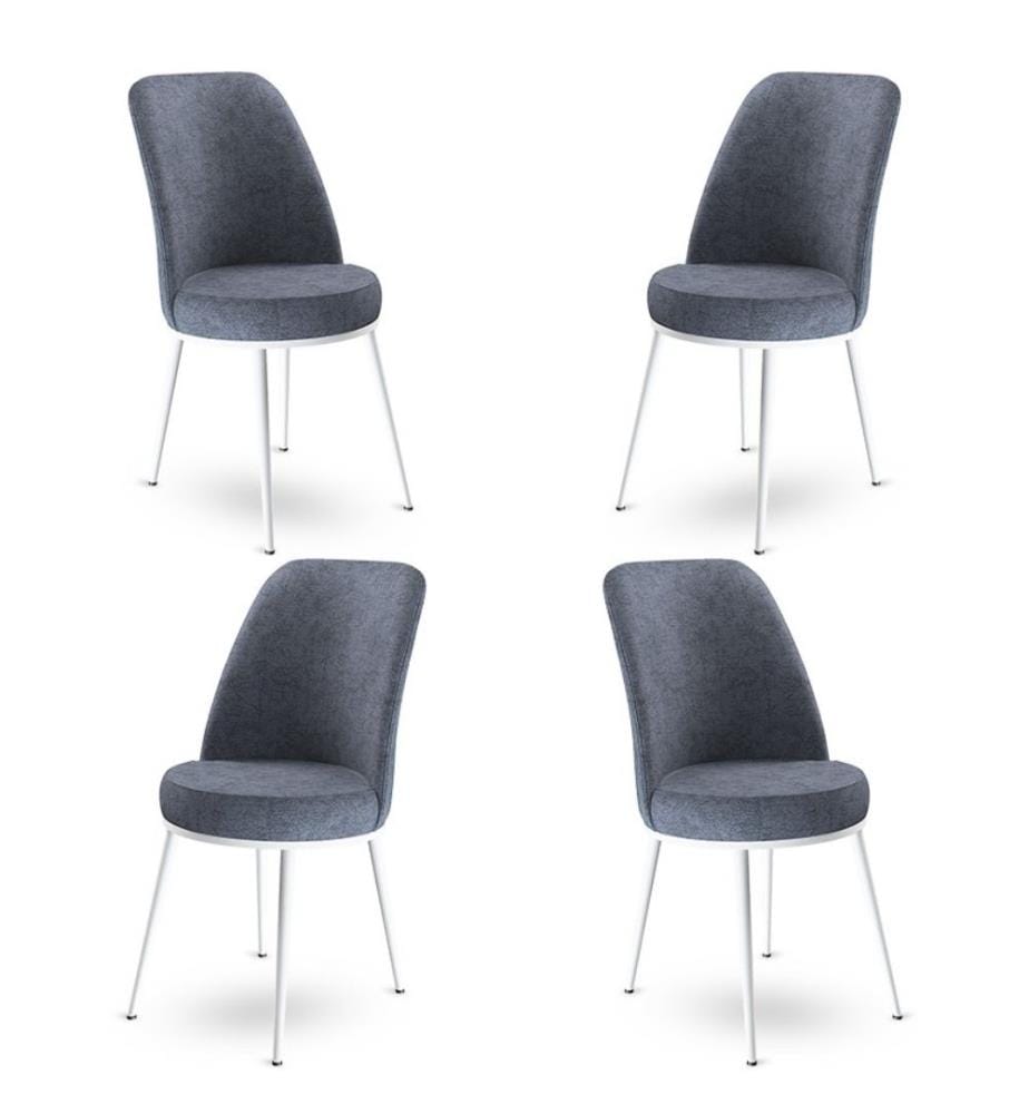 Ensemble de chaises, 4 pièces, Fume, White, Frame : Métal, Tissu : Babyface