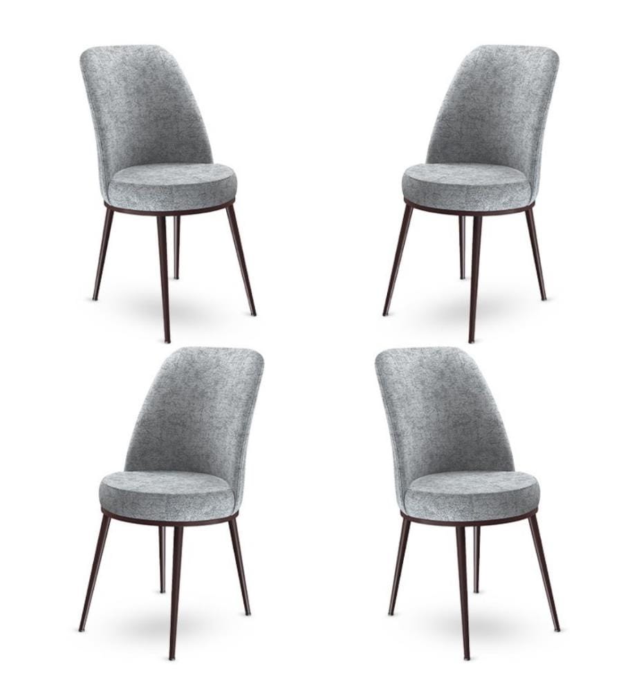 Ensemble de chaises, 4 pièces, gris, marron, cadre : Métal, Tissu : Babyface