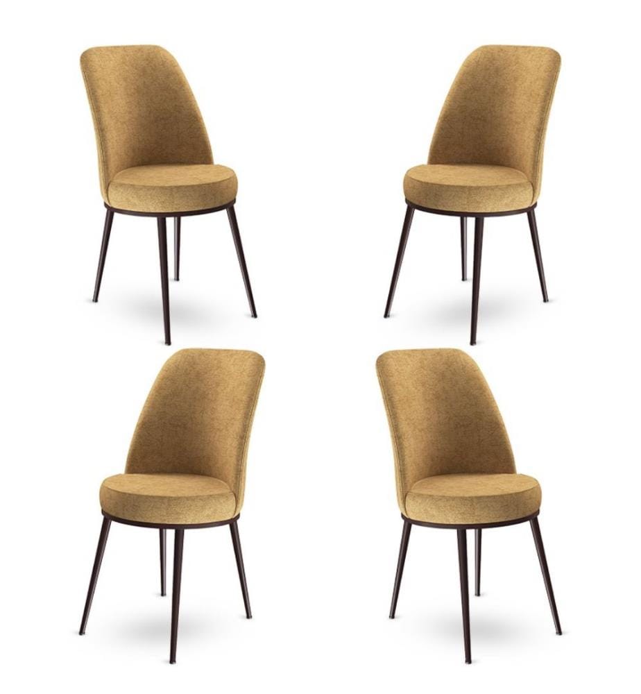 Ensemble de chaises, 4 pièces, Cappuccino, Brown, Frame : Métal, Tissu : Babyface