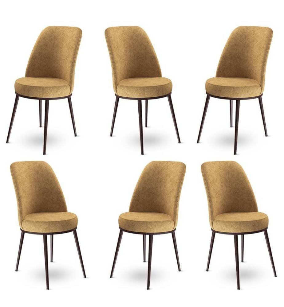 Ensemble de chaises, 6 pièces, Cappuccino, Brown, Frame : Métal, Tissu : Babyface