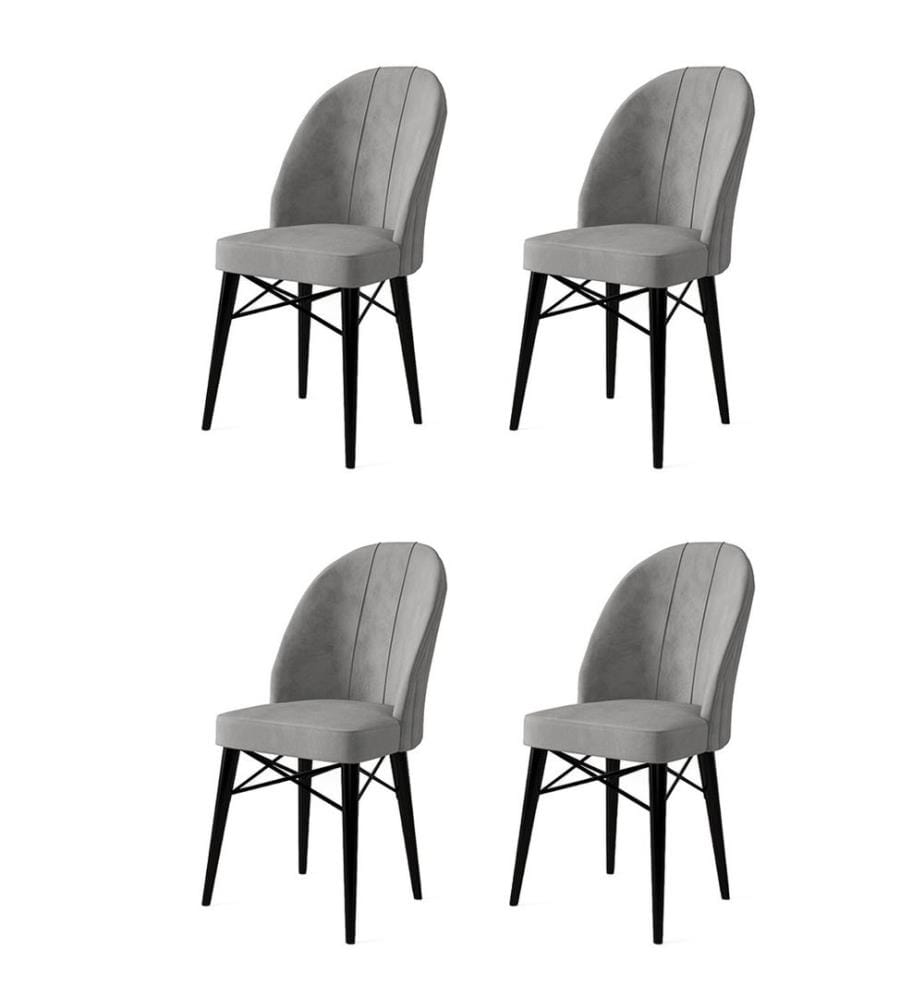 Ensemble de chaises, 4 pièces, gris, noir, cadre : Métal, Tissu : Babyface