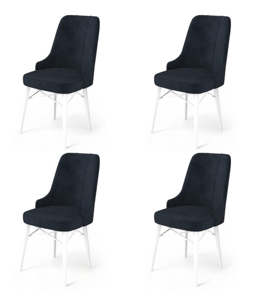 Ensemble de chaises, 4 pièces, Anthracite, Blanc, Cadre : Métal, Tissu : Babyface