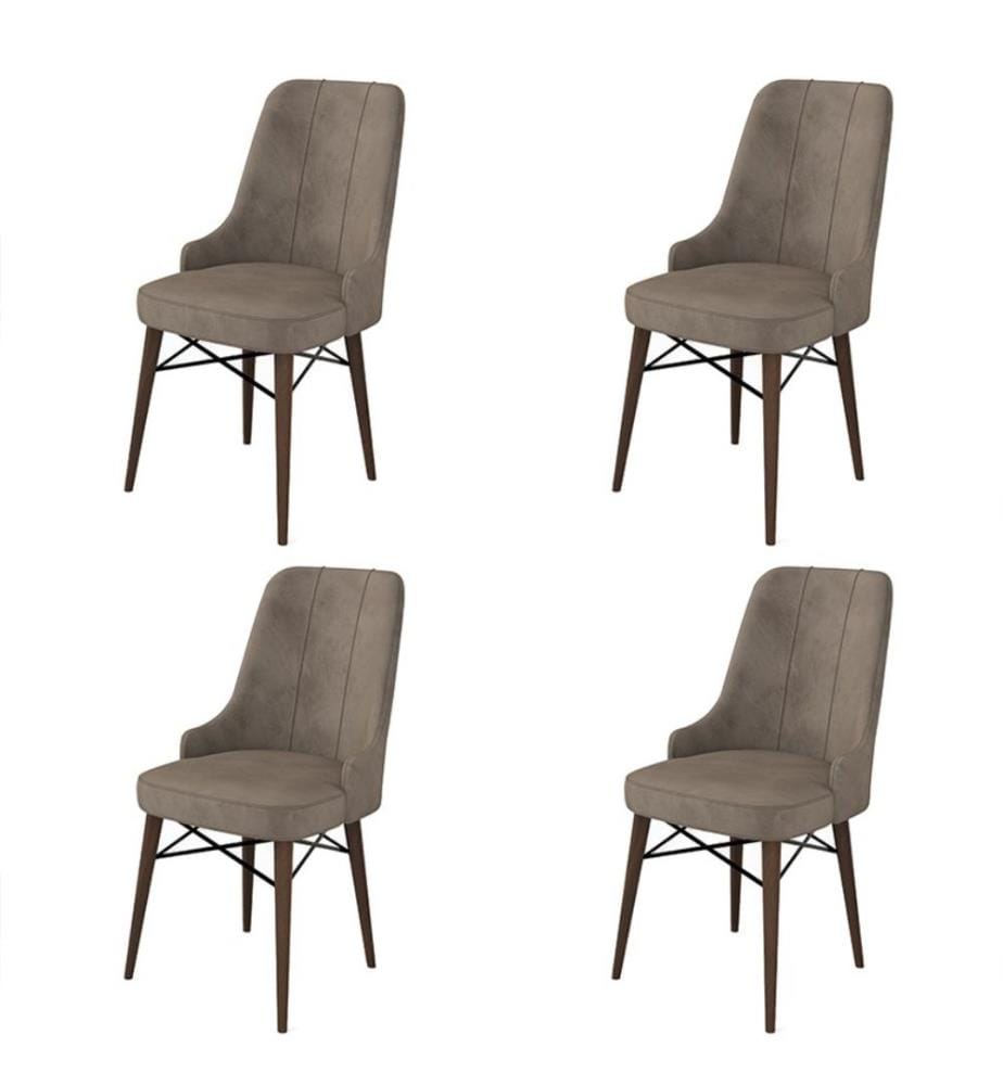 Ensemble de chaises, 4 pièces, Cappuccino, Brown, Frame : Métal, Tissu : Babyface