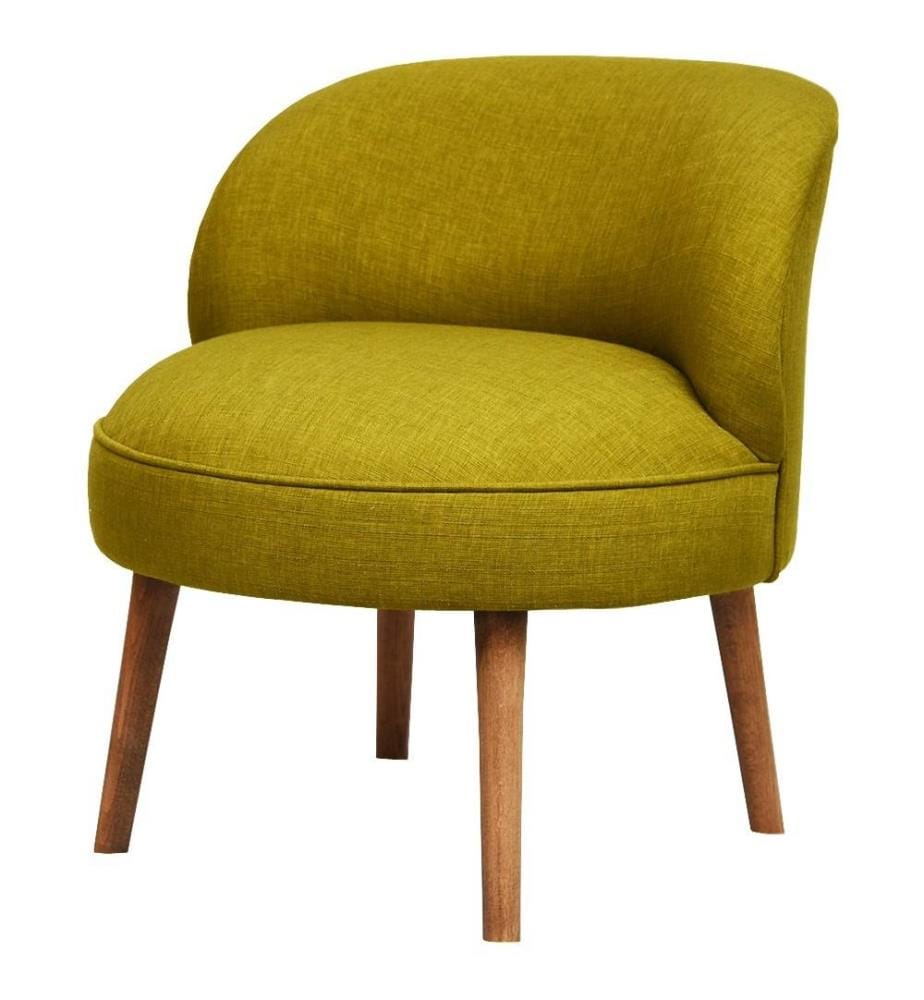 Chaise à oreilles, vert cacahuète, cadre en bois massif, tissu polyester