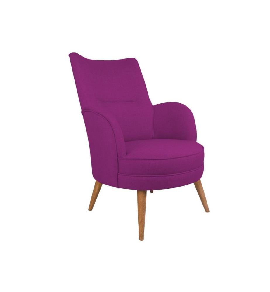 Wing Chair, Purple, cadre en bois massif, tissu polyester