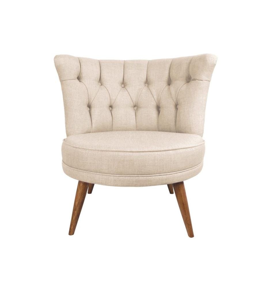 Wing Chair, crème, châssis en bois massif, tissu polyester