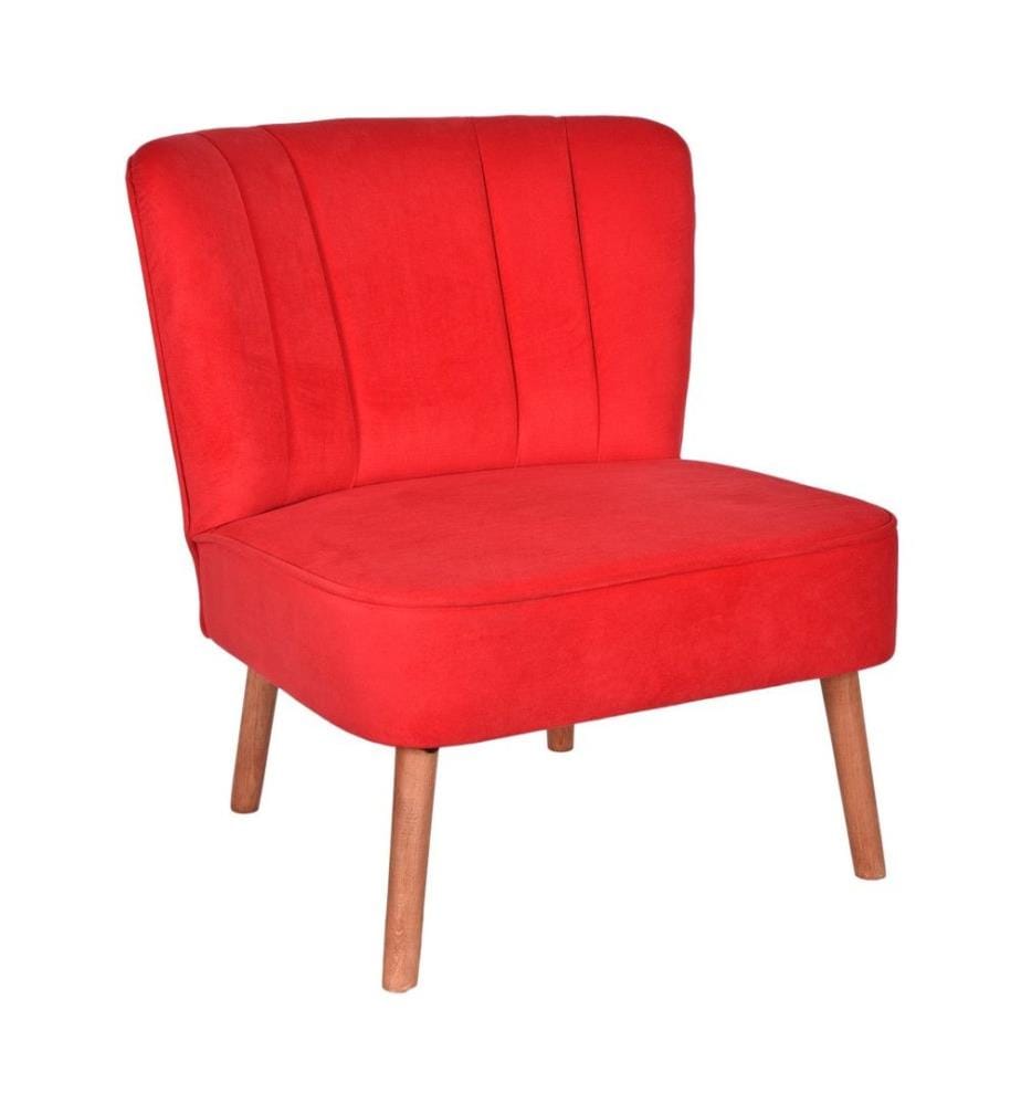 Chaise Wing, rouge, cadre en bois massif, tissu polyester