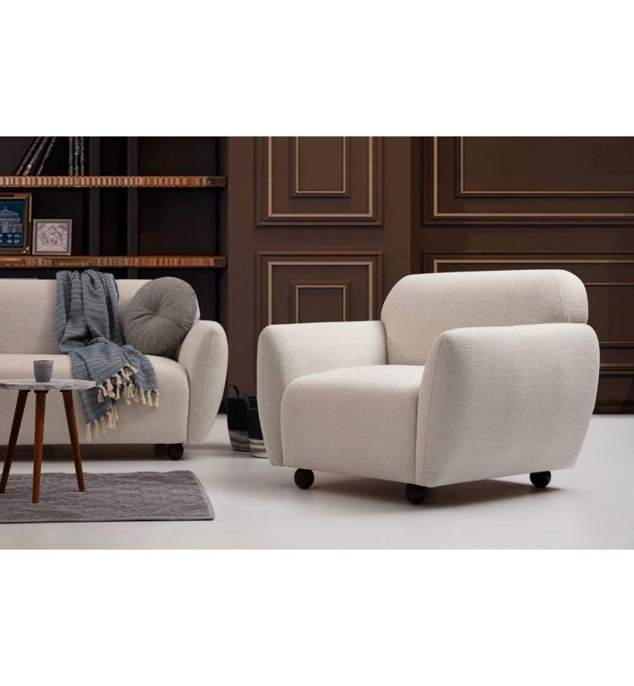 Chaise Wing, crème, cadre en hêtre - aggloméré, tissu polyester