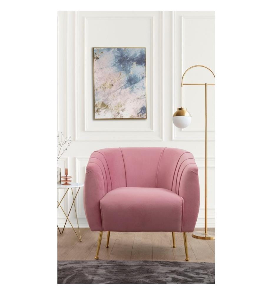 Wing Chair, Dusty Rose, bois de hêtre - cadre en aggloméré, tissu polyester