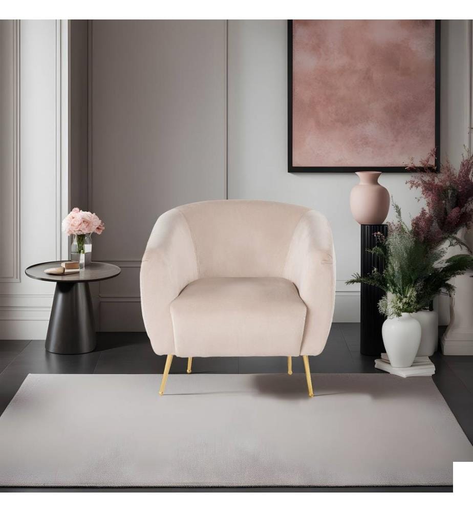 Chaise Wing, Beige, Cadre : Bois de hêtre - aggloméré, Tissu : 100% polyester