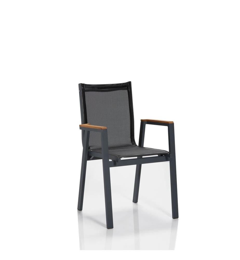 Ensemble de chaises de jardin, 6 pièces, gris noir, Aliminium