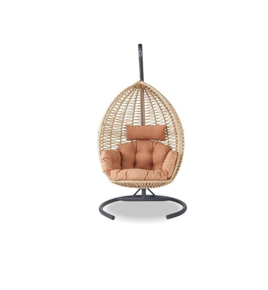 Chaise à bascule de jardin, Beige Black, Métal, Capacité 150 Kg