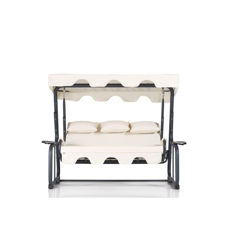 Chaise balançoire triple de jardin, multicolore, structure en métal, tissu polyester