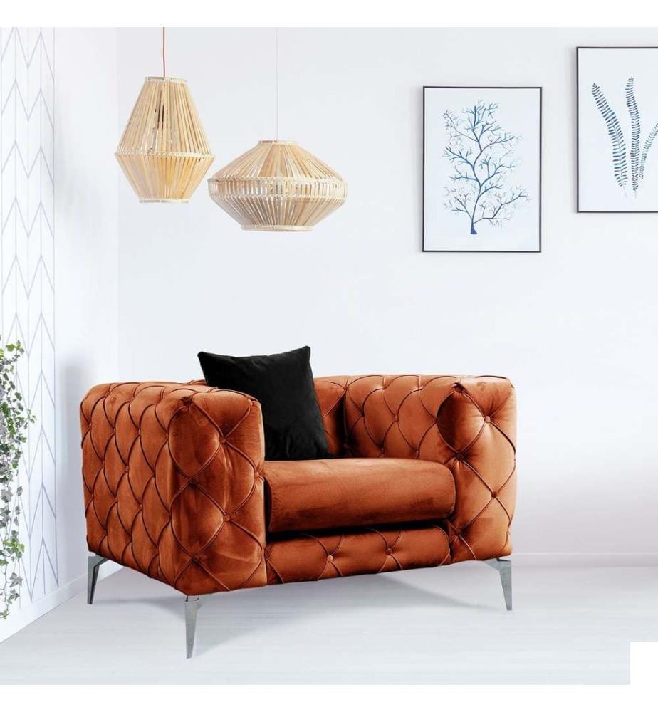 Chaise Wing, orange, cadre en hêtre - aggloméré, tissu polyester