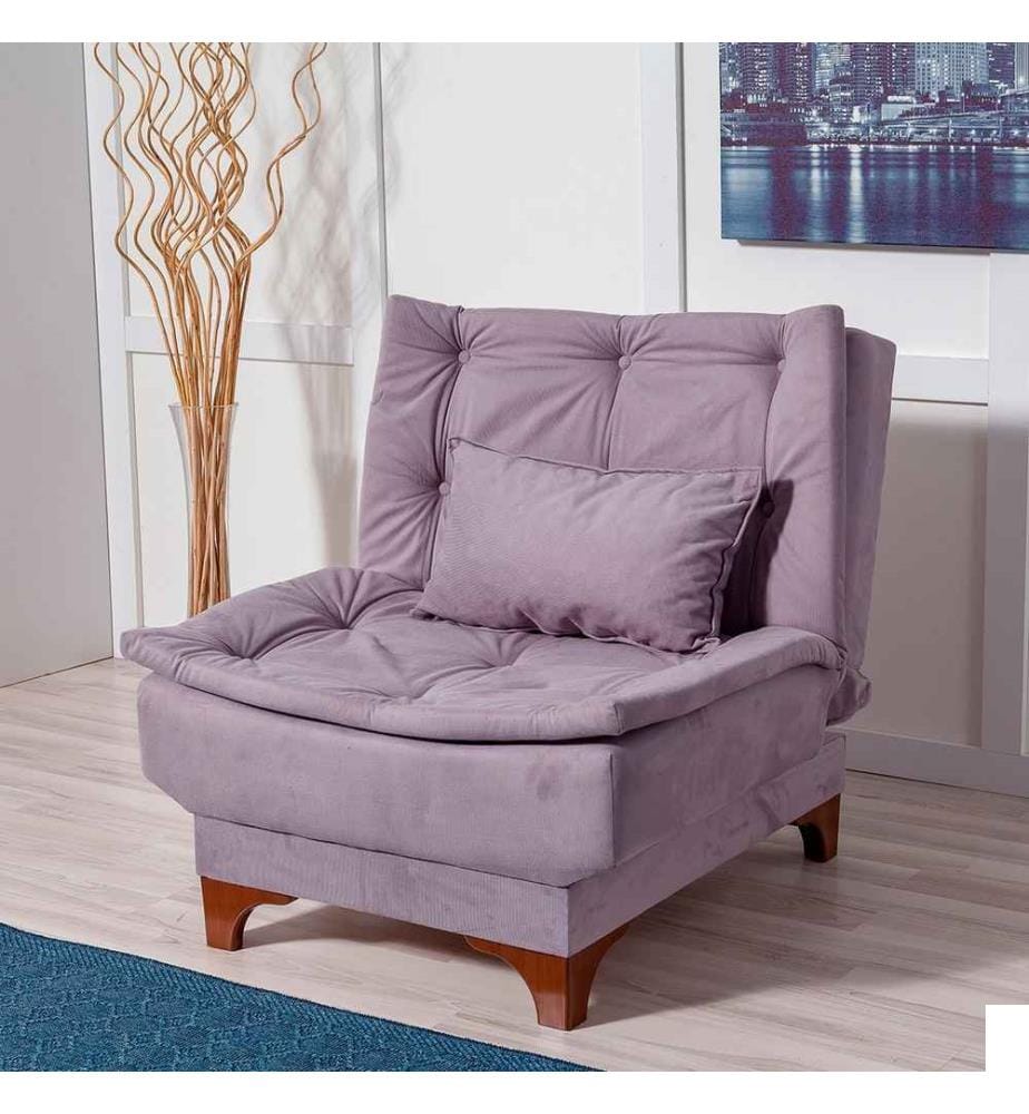 Chaise à oreilles, grise, cadre en bois de pin, tissu en tricot