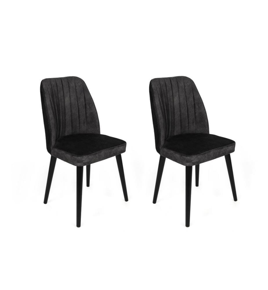 Ensemble de chaises, 2 pièces, Anthracite, Noir, Structure : Métal, Siège : Tissu Velours