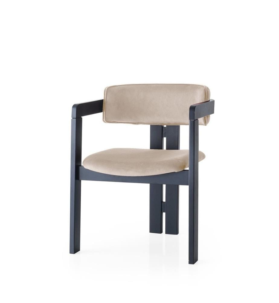 Chaise, Noir, Beige, Cadre : Bois