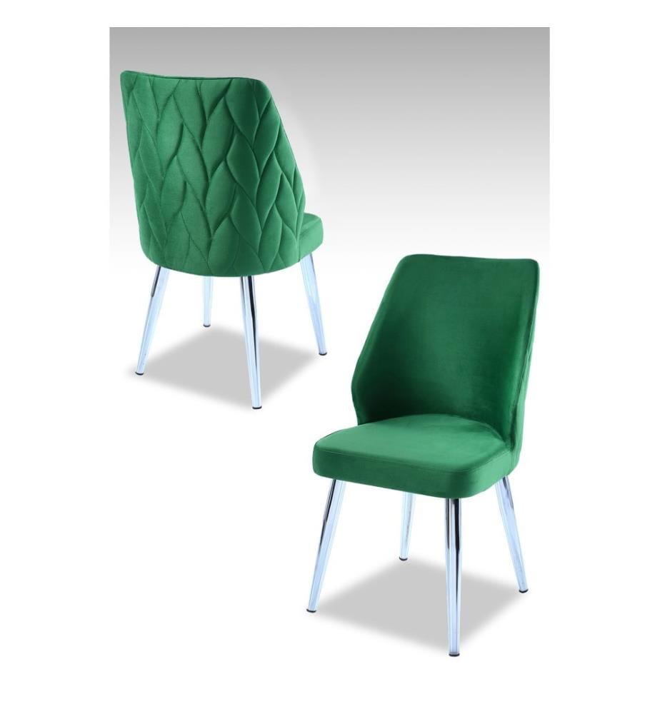 Ensemble de chaises, 2 pièces, vert, chrome, 100 % panneau de particules mélaminé, housse : 100 % polyester, pieds en métal
