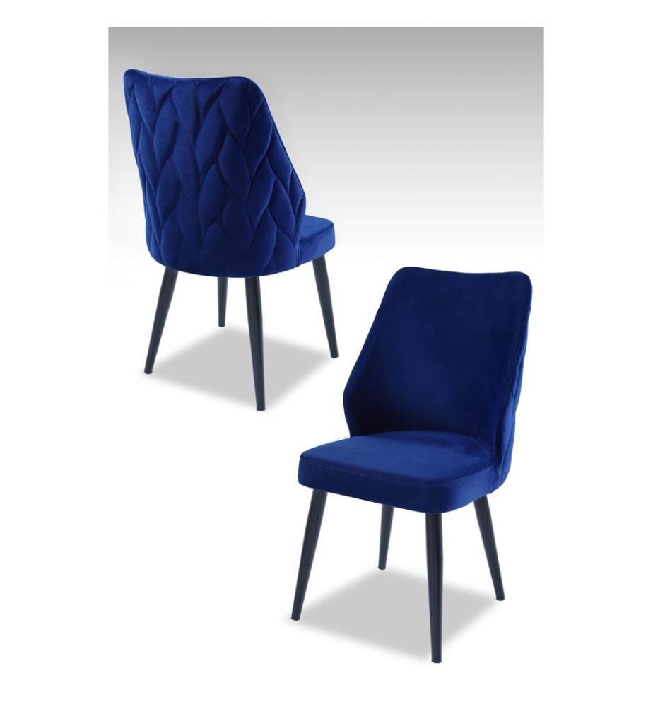 Set de chaises, 2 pièces, bleu sax, noir, 100 % panneau de particules revêtu de mélamine, housse : 100 % polyester, pieds en métal
