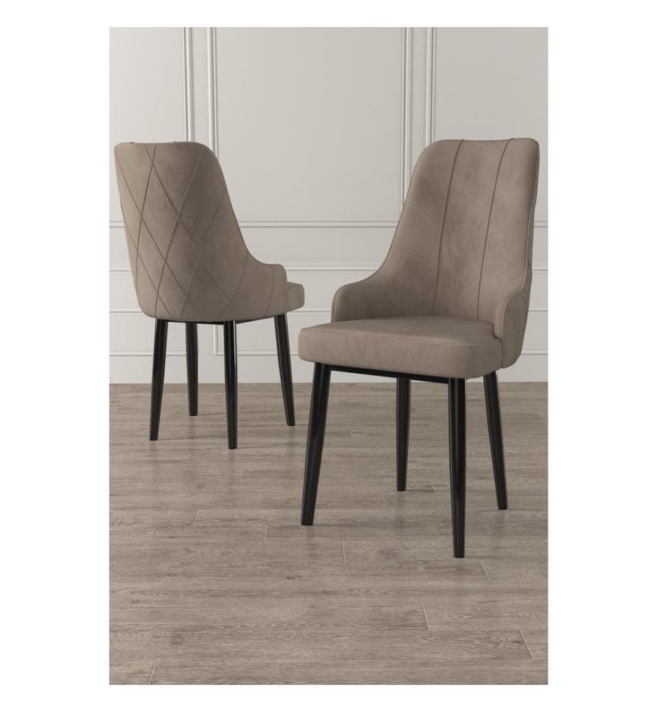 Ensemble de chaises, 2 pièces, cappuccino, noir, structure : 100 % métal, housse : Babyface