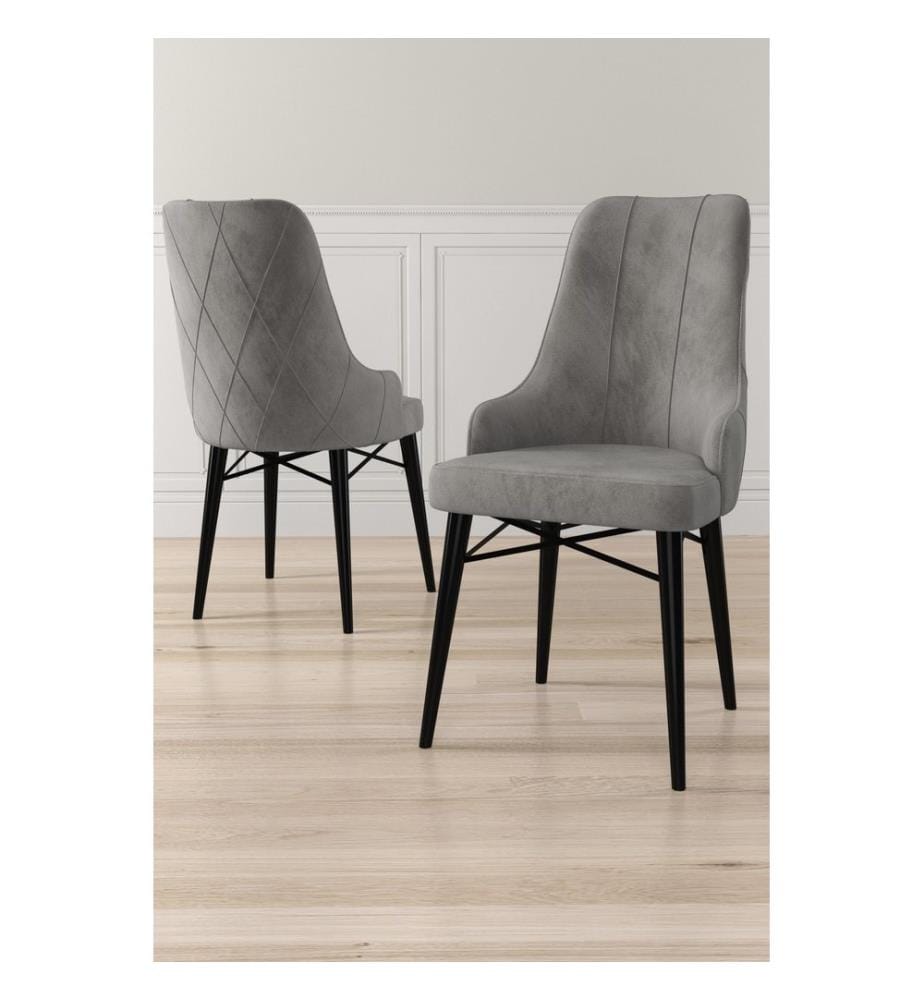 Ensemble de chaises, 2 pièces, gris, noir, structure : 100 % métal, housse : Babyface