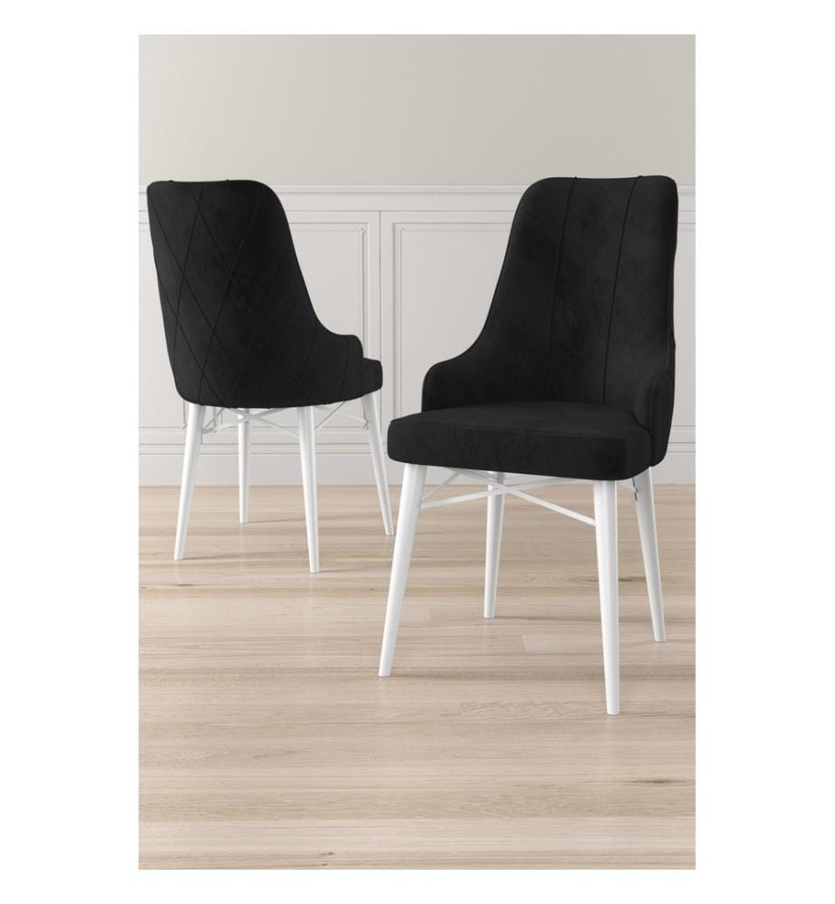 Ensemble de chaises, 4 pièces, noir, blanc, structure : 100 % métal, housse : Babyface