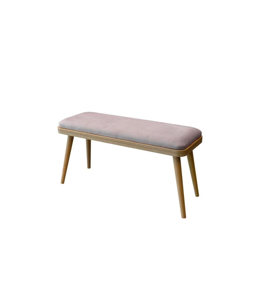Banc, chêne, gris, 100 % panneau de particules mélaminé, housse : 100 % lin